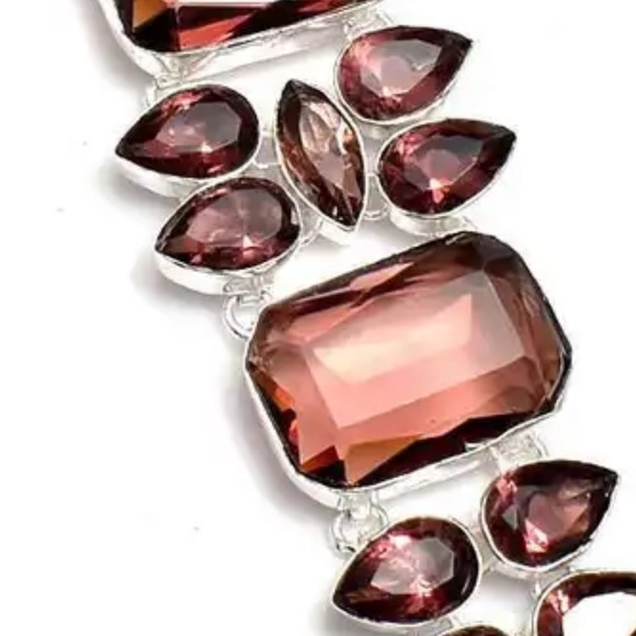 Exquisite Smokey Amethyst multi-gem cluster statement cuff Bracelet - Picture 5 of 12